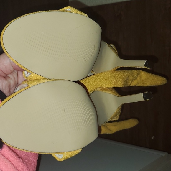 DaVanck Women's High Thin Heel Ankle Big Bowknot Sandals Yellow Size 40 = USA 9 - Picture 8 of 11